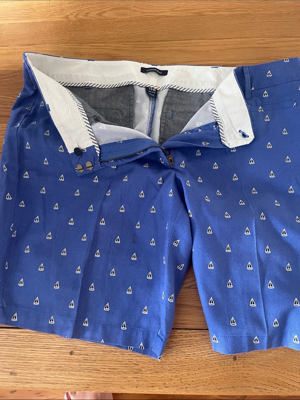 Blue Nautical Print Cotton Shorts